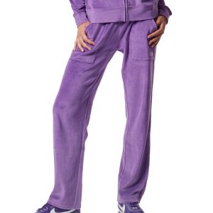 Body Action Basic Women's Velour Pants 021436-01-PurpleSaphire