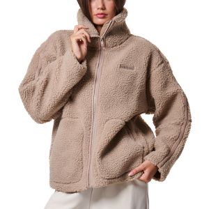 Body Action Zip-Through Sherpa Women's Jacket 071420-01-FossilBeige