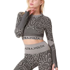 Altra-Volta Elegant Essence SnakePrint Knitted Women's Crop Top B0314K-GRE